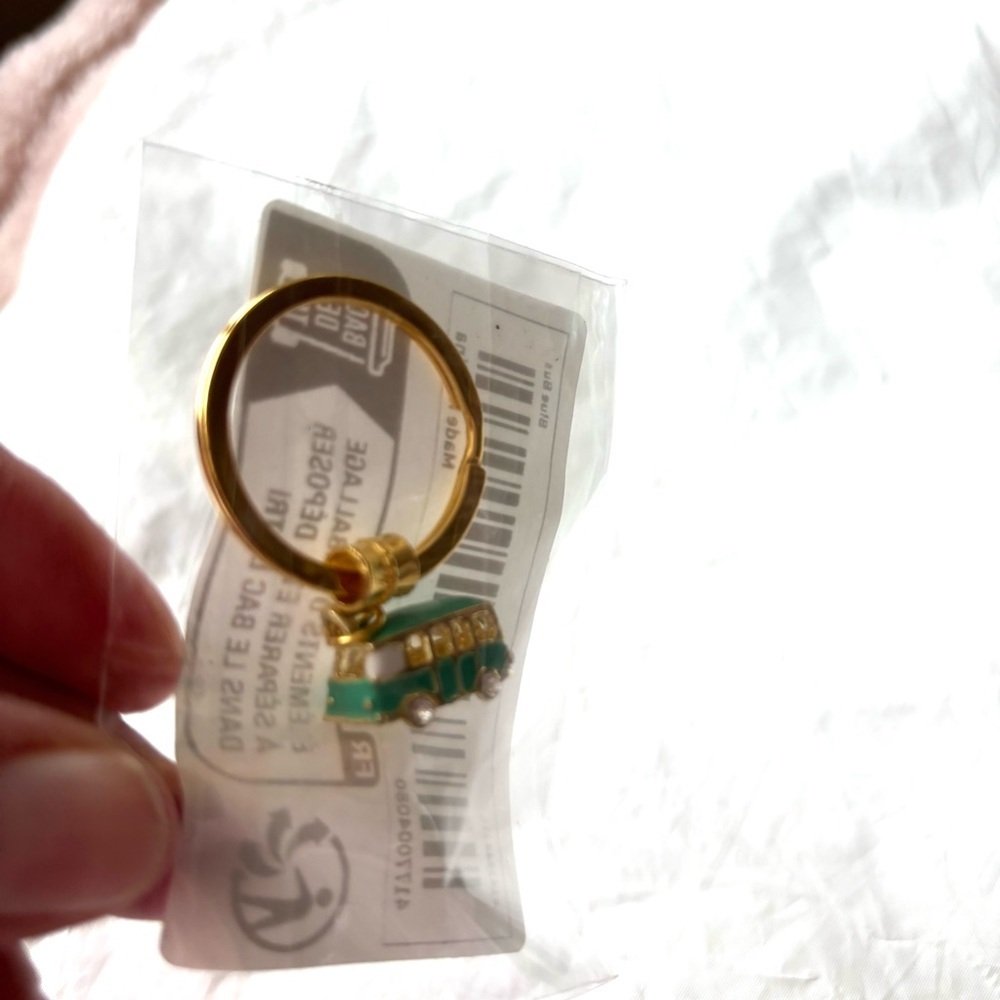 NWT Keychain Purse Charm VW Van Green and Gold Bus - Picture 6 of 8